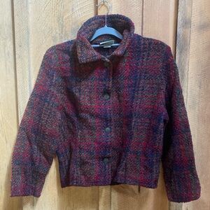 Weave of the Irish Handcrafted Wool Blend‎ Plaid Cropped Jacket Coat M Red Green